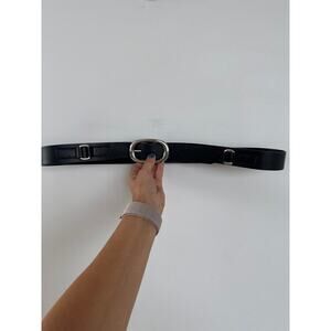 Chico's Womens Black Leather and Silver Belt, Size L